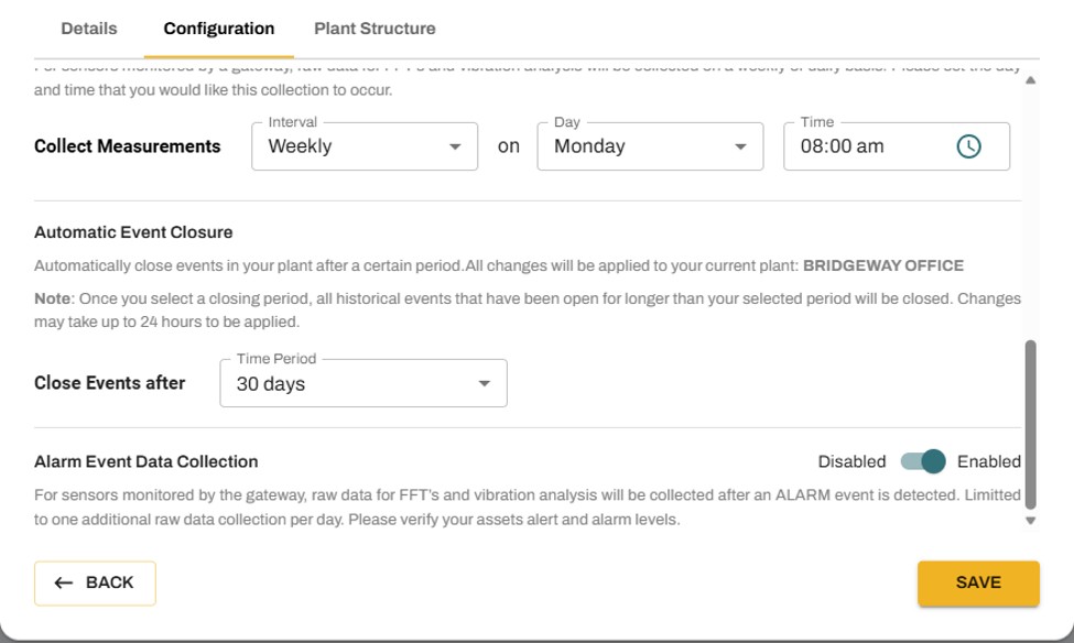 OPTIFY re-configured events tab configuration