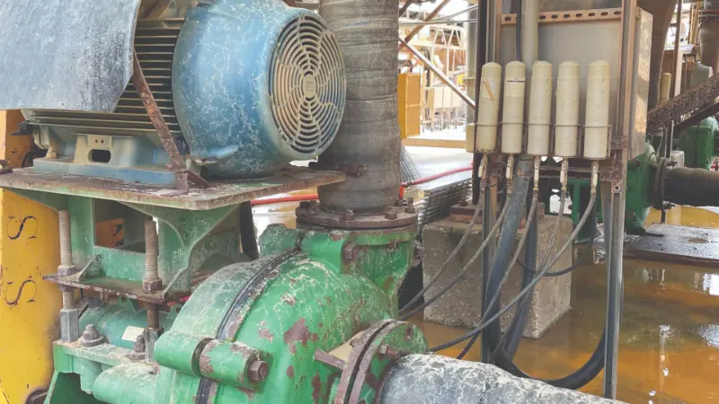 Centrifugal slurry pump fitted with Dodge OPTIFY Intelli-Lube automatic lubricators at an aggregate plant